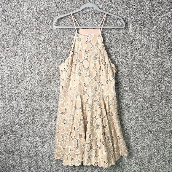 Tularosa Dress Women’s Large Cyrus Beige Tan Floral Lace Sleeveless Halter NWT - Picture 3 of 9